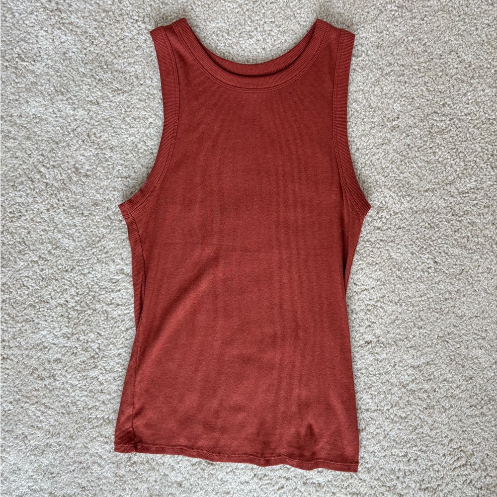 A New Day Sleeveless Brown/Rust Ribbed Top